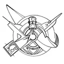 Earth sign with airplane representing family and travel tattoo design idea