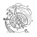 Earth sign with airplane representing family and travel tattoo design idea