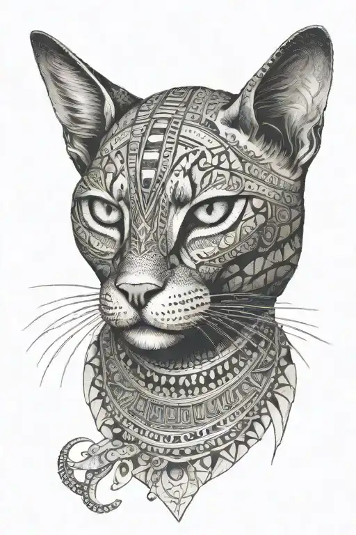 egyptian cat tattoo design idea