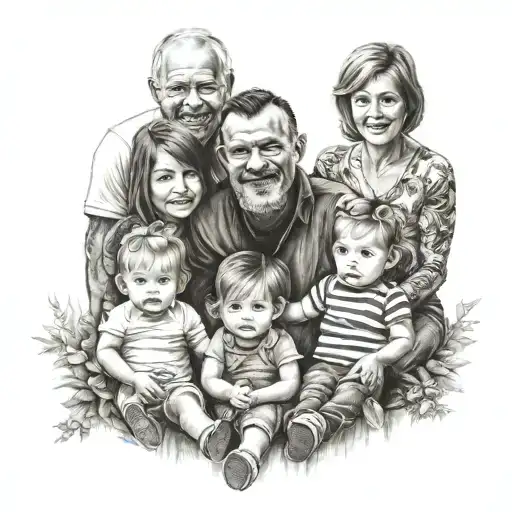 family with 2 daughters and steps tattoo design idea