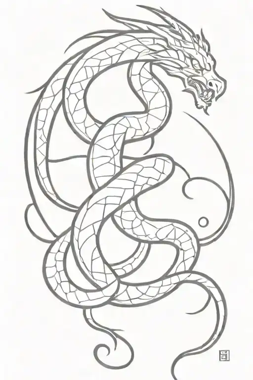 snake dragon black work tattoo design idea