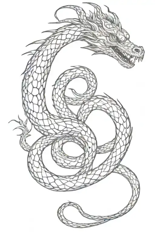 snake dragon black work tattoo design idea