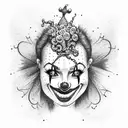 sad clown tattoo design idea