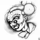 sad clown tattoo design idea