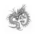 two dragons, cyberpunk theme  tattoo design idea