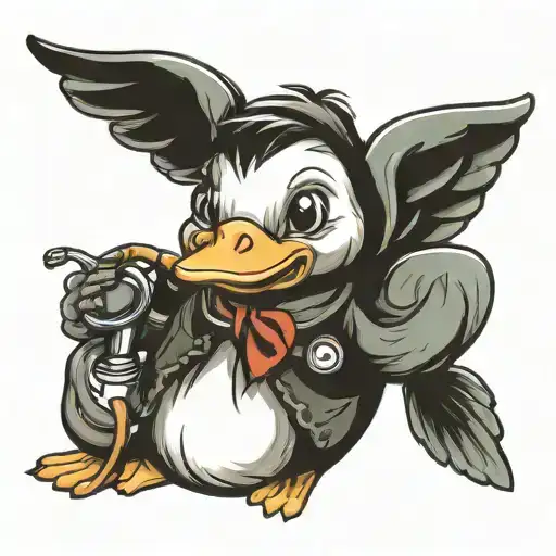mean duckling with a stethoscope   tattoo design idea