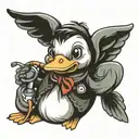 mean duckling with a stethoscope   tattoo design idea