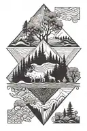 Nature, forest, weather, wind, water, life, strength, ambitious tattoo design idea