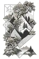 Nature, forest, weather, wind, water, life, strength, ambitious tattoo design idea