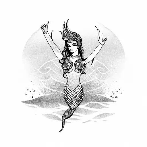 word Arielle with a Mermaid tattoo design idea