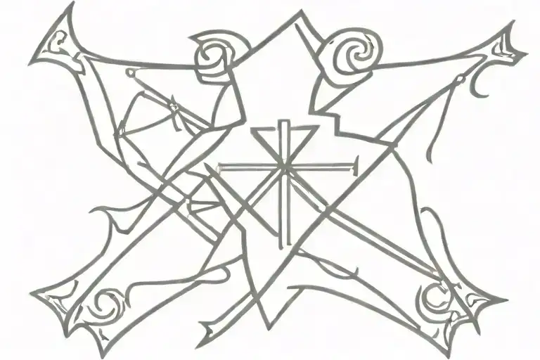 signature with shield templar cross tattoo design idea