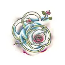 Cherry Blossom and rose and snake tattoo design idea
