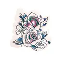 Cherry Blossom and rose and snake tattoo design idea