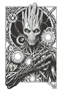 groot holding arc reactor tattoo design idea