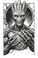 groot holding arc reactor tattoo design idea
