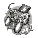 Design a tattoo of a video game controller morphing into a gun tattoo design idea
