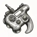 Design a tattoo of a video game controller morphing into a gun tattoo design idea