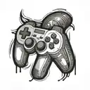 Design a tattoo of a video game controller morphing into a gun tattoo design idea