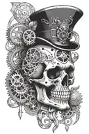 steampunk skull tattoo design idea