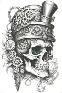 steampunk skull tattoo design idea