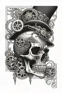 steampunk skull tattoo design idea