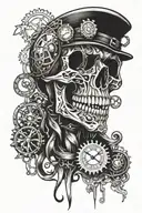 steampunk skull tattoo design idea