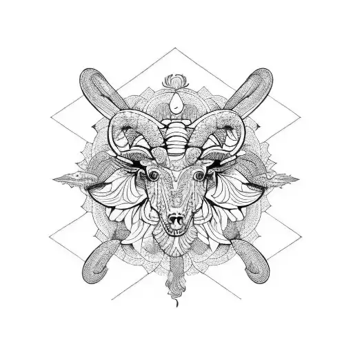 Aries, flowers, line work, mandala, scorpio tattoo design idea