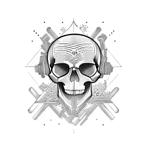 skull guitar tattoo design idea