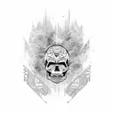 skull guitar tattoo design idea