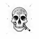 skull guitar tattoo design idea