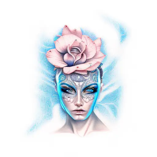 Woman Face Blue eyes and tattoos tattoo design idea