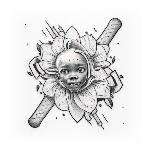 Haiti, family of 5 with daughter being oldest of 2 little boys, beach arm sleeve tattoo tattoo design idea