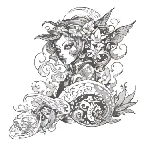 Demon basic bitch butterfly Pisces ying-yang ditzy  tattoo design idea