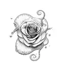 Rose and butterfly and snake tattoo design idea