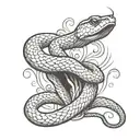 An aggressive snake wriggles with its mouth open. in the right size, elongated tattoo design idea