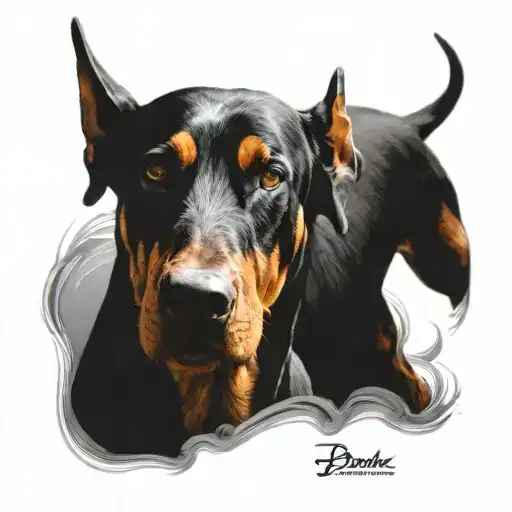 evil doberman dog tattoo design idea