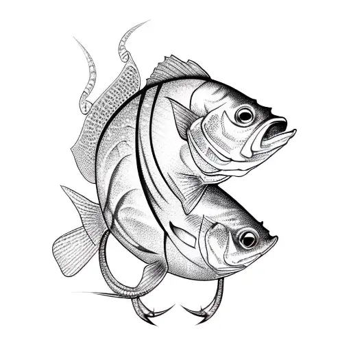 A blackwork design of a fishing lure with intricate details tattoo design idea