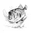 A detailed sketch of a largemouth bass jumping out of the water tattoo design idea