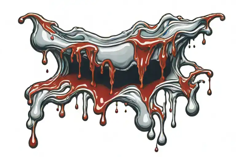 bleeding color ink dripping blood tattoo design idea