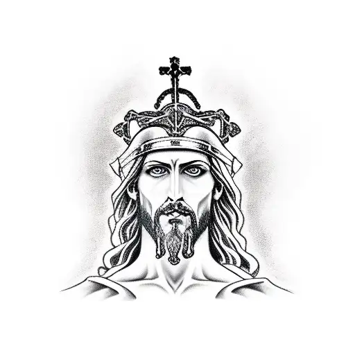 jesucristo, zeuz y kratos  tattoo design idea