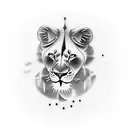Lioness protecting her cubs tattoo design idea