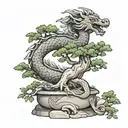 bonsai tree with dragon coiled tattoo design idea
