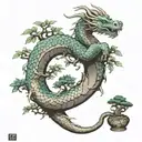 bonsai tree with dragon coiled tattoo design idea