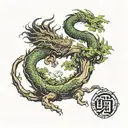 bonsai tree with dragon coiled tattoo design idea