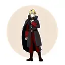 edward from fullmetal alchemist brotherhood with a cloak with the symbol of alchemist tattoo design idea