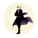 edward from fullmetal alchemist brotherhood with a cloak with the symbol of alchemist tattoo design idea