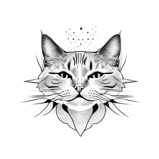 cat outline tattoo design idea