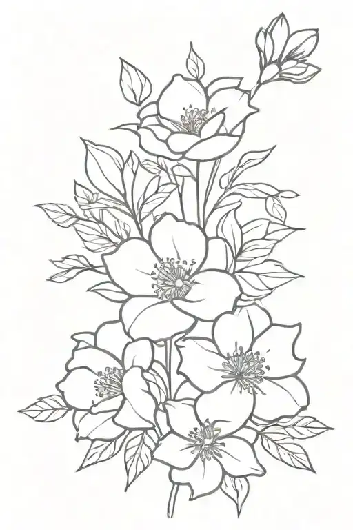February, march, october, november birth flower bouquet tattoo design idea