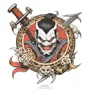 japanese,ronin,oni,katana,joker tattoo design idea