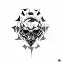 something gothic based on the game dishonored, with the whale bone from the game tattoo design idea